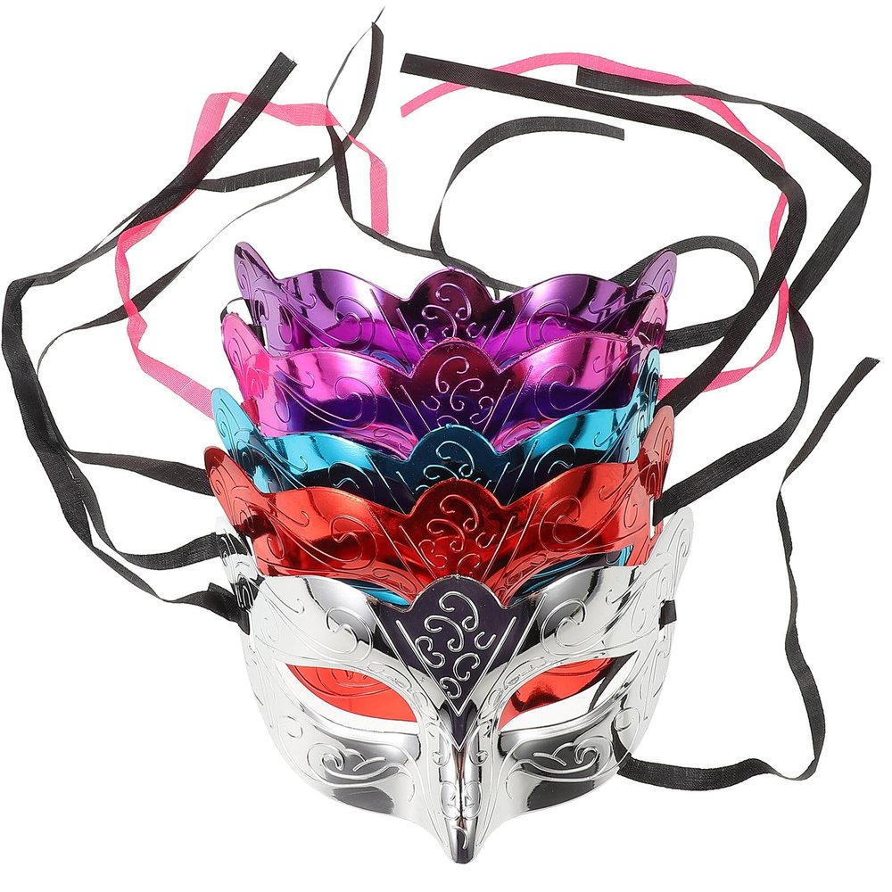 BESTonZON 5pcs Electroplated Butterfly Masquerade Masks for Women Mardi Gras Prom Party Supplies Halloween Carnival Photo Booth Props