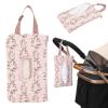 Quilted Baby Wipe Holder, Canvas Floral Quilted Pouch with Hanging Strap, Portable Diaper Wipe Holder for Travel Stroller-Long Branch Pollen view 1