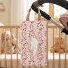 Quilted Baby Wipe Holder, Canvas Floral Quilted Pouch with Hanging Strap, Portable Diaper Wipe Holder for Travel Stroller-Long Branch Pollen view 3
