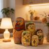 5 Layer Turkey Nesting Dolls Set, Russian Matryoshka Style, Cute Thanksgiving Turkey Figurines, Wooden Stackable Dolls, Fall Holiday Decor & Gift for Kids and Collectors view 3