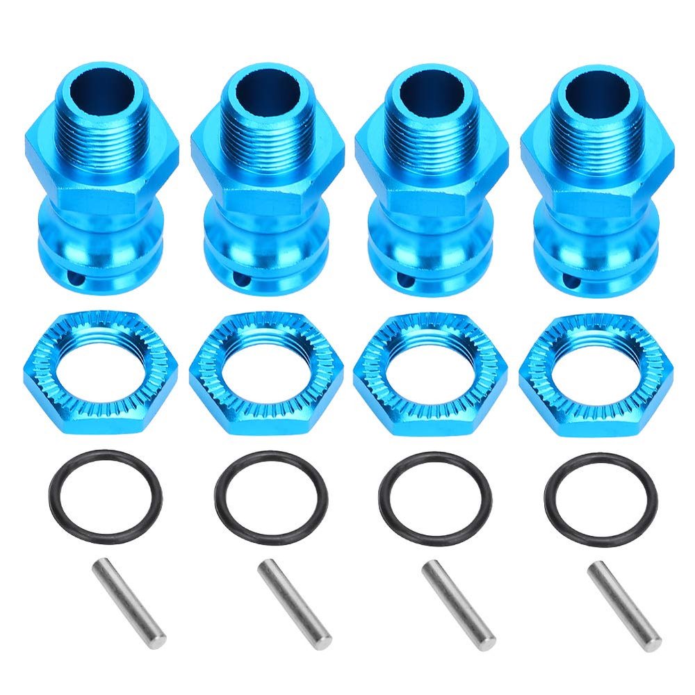 4pcs Aluminum Alloy 17mm Hex to 23mm Wheel Extension Adapter for 1/8 RC Car, Durable RC Wheel Spacer Set with Precision Fit for Off - Road Remote Control Vehicles (Blue)