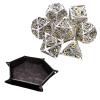 7-Piece White and Gold Dragon Dice, Hollow Polyhedron, Compatible with Role-Playing RPG Board Game Card Game view 1