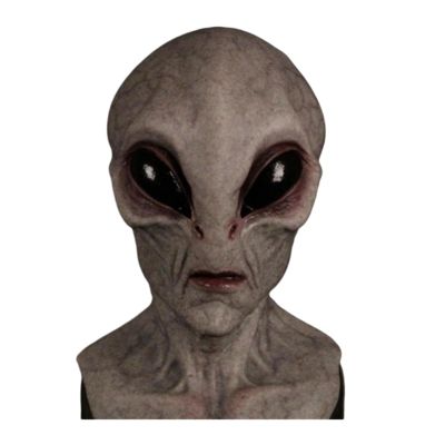 Alien Mask Latex Full Head Halloween Mask, Realistic UFO Horror Mask for Cosplay Costume Party Decoration Props(03 Light Gray)