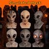 Alien Mask Latex Full Head Halloween Mask, Realistic UFO Horror Mask for Cosplay Costume Party Decoration Props(03 Light Gray) view 2