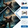 JMKLUP 500-Piece Adult Wood Jigsaw Puzzle, Poseidon with Golden Trident & Lightning Intellectual Challenge, High-Difficulty, Stress-Relieving Family Activity, Home Decoration Eco-Friendly, 20.5x15in view 2