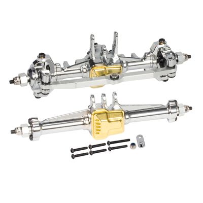 1 Set Metal Front and Rear Complete Axles for 1/18 RC Car Crawler TRX4M Defender Bronco K10 Chassis Upgrade Parts Remote-Controlled car Parts(Gold Silver)