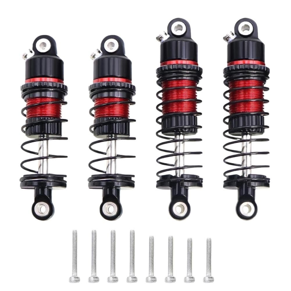 Aluminum Front and Rear Oil Shock Absorber Set, 31mm and 35mm, for 1/24 and 1/28 Scale 2WD RC Buggies Compatible with LOS00007, 244016, and LOS-1765(Red)