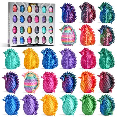24PACK 3D Printed Dragon Eggs, Easter Basket Stuffers for Children and Teens, Unique Easter Toys & Gifts for Boys, Mini Articulated Dragon Toys for Kids.
