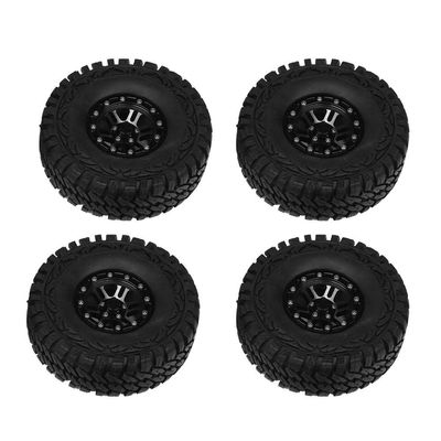 4pcs 1:10 Crawler Tires with Metal Hubs, RC Crawler Tires Rubber Tyres for Axial SCX10 D90 HPI HSP, Anti - Skid Off - Road Tread Pattern
