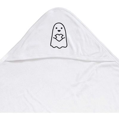 Azeeda 'Cute Ghost Holding Heart' Baby Hooded Towel (HT00041463)
