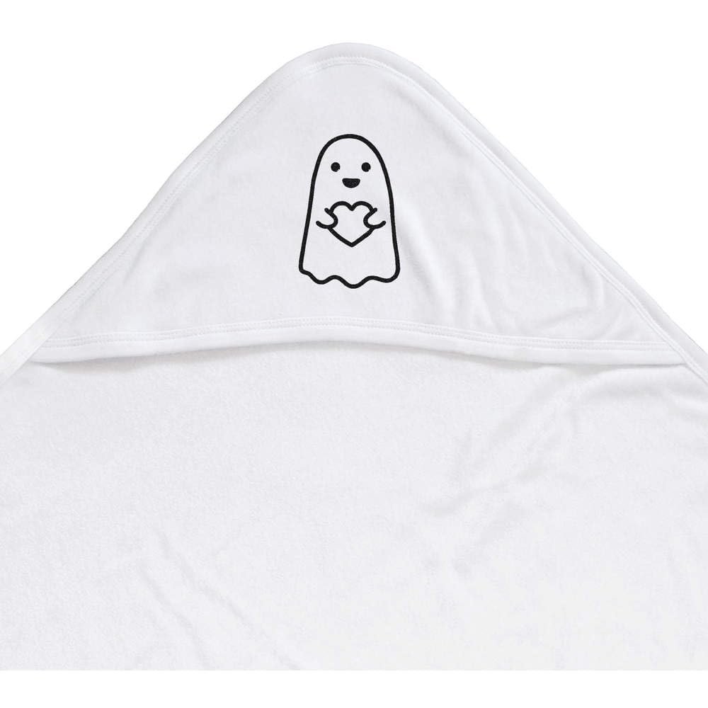 Azeeda 'Cute Ghost Holding Heart' Baby Hooded Towel (HT00041463)