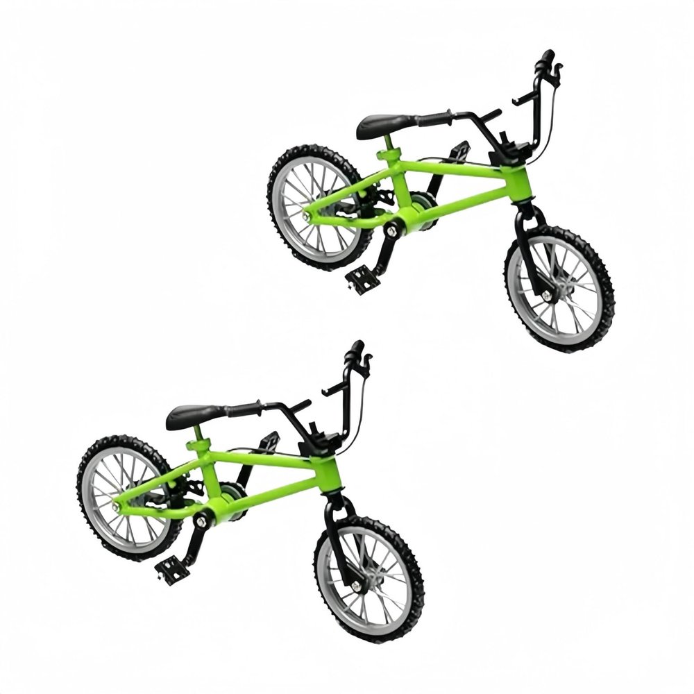2 Pcs Green 1/18 Scale Mini Diecast Mountain Bike, Finger Bicycle Model, Desktop Decor Art Craft