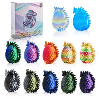 12PCS 3D Printed Dragon Eggs with Mini Dragons Inside, Easter Basket & Goodie Bag Fillers, Fun Fantasy Collectibles for Kids, Teens & Adults