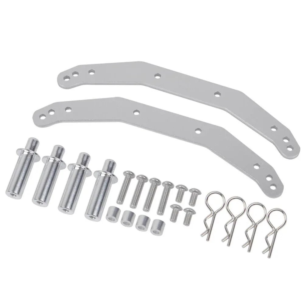 RC Parts Compatible with Traxxas for Slash 4X4 for Stampede 4X4 for VXL 1/10 RC Car Upgrade Modification Parts Aluminum Body Mounts(Silver)