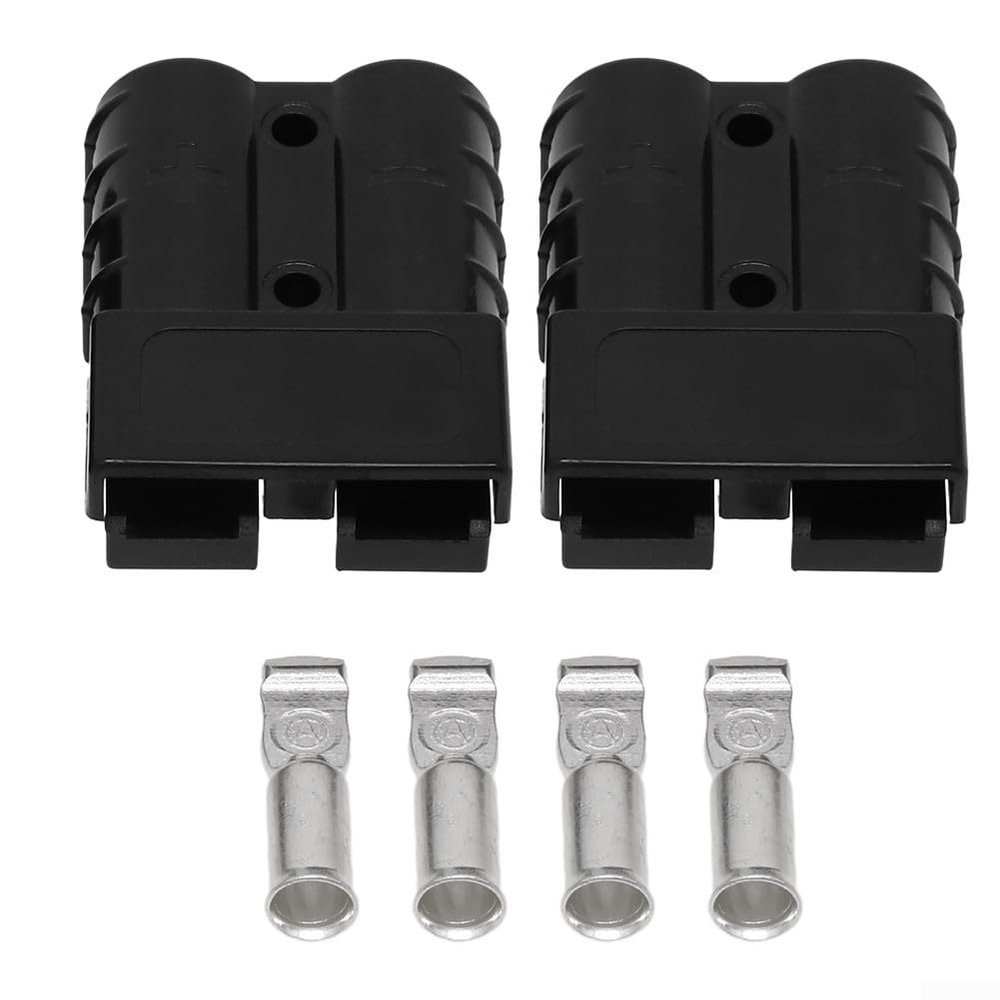 Set of 2 optimal performance connectors rated at 50A with silver plated contacts for enhanced conductivity