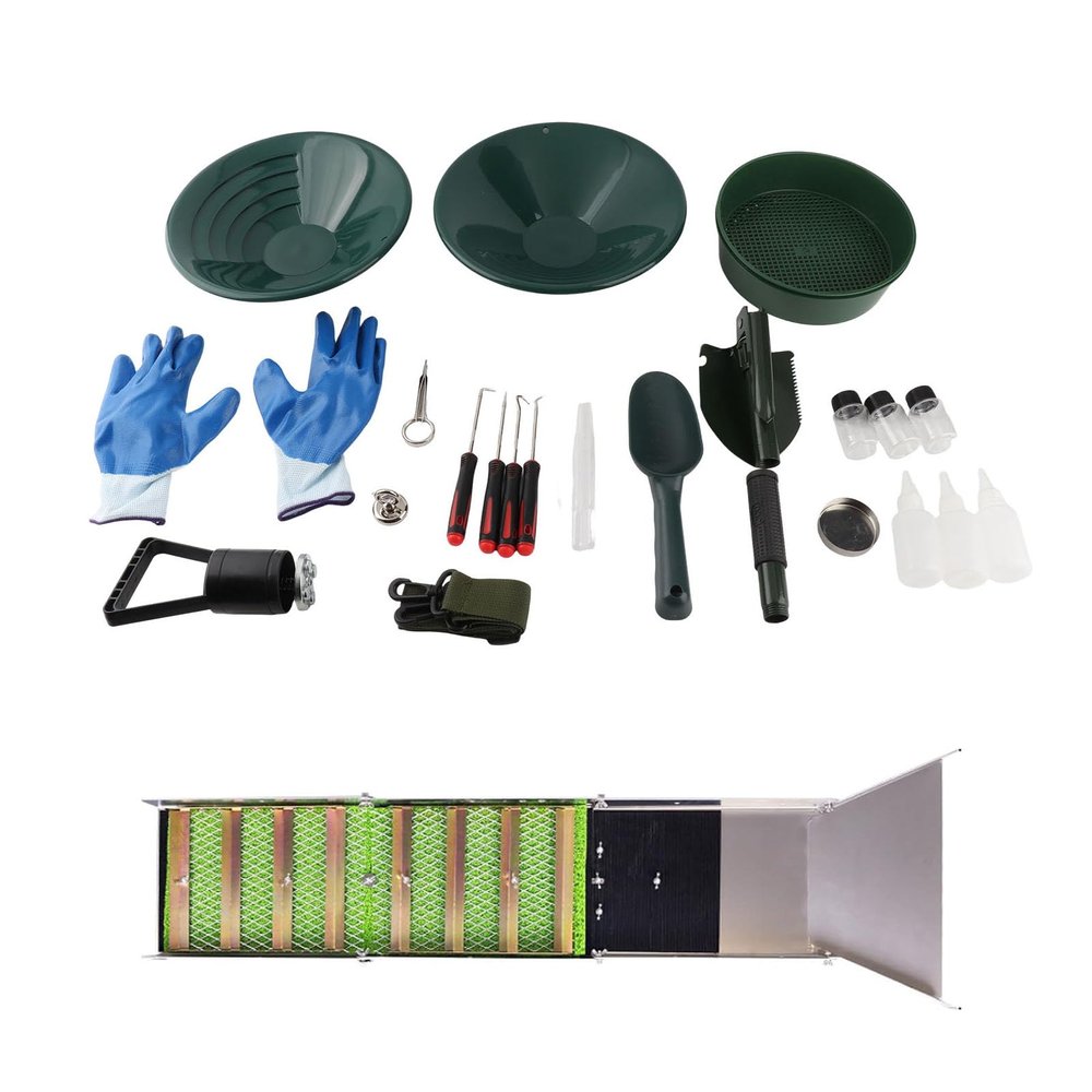 Folding Aluminum Alloy Sluice Box Portable Gold Sluice Equipment Efficient Gold Collection for Rivers Streams Exploration Mining Adventures
