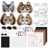 Vivrerizo Cat Therian Mask Kit - 4 Pcs Animal Mask Base with Tooth Nose and Sticker Painted DIY for Furry Masquerade Cosplay Props Costume Party Halloween Therian Accessories view 1