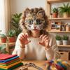 Vivrerizo Cat Therian Mask Kit - 4 Pcs Animal Mask Base with Tooth Nose and Sticker Painted DIY for Furry Masquerade Cosplay Props Costume Party Halloween Therian Accessories view 3