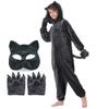 Ezuwail Black Leopard Costume for Kids Black Cheetah Hooded Bodysuit with Gloves Mask Animal Onesie Halloween Cosplay Outfit for Girls Boys (Black, 110) view 1