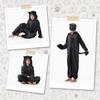 Ezuwail Black Leopard Costume for Kids Black Cheetah Hooded Bodysuit with Gloves Mask Animal Onesie Halloween Cosplay Outfit for Girls Boys (Black, 110) view 3