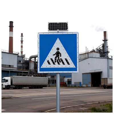 30"x30" Solar LED Flashing Pedestrian Crossing Sign - Durable Rust-Proof Aluminum Traffic Warning Sign with Mounting Kit - Enhance Road Safety for Pedestrians