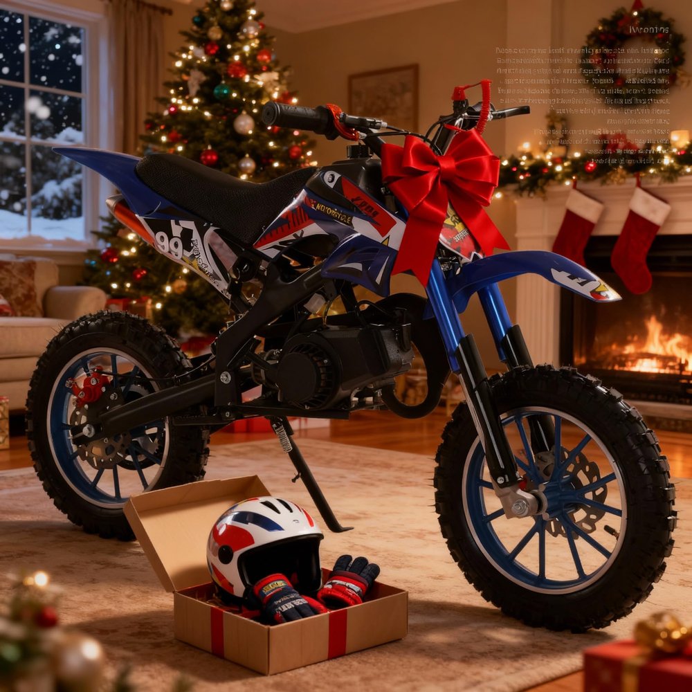 50cc Kids Dirt Bike Gas Powered, Dirt Bike for Kids 8-14 2-Stroke Off-Road Motocros Mini Motorcycle Birthday Halloween for Children Young Rider Boys Girls Beginners Ages 8-14 Blue