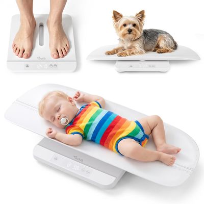 YAUYIK Baby Scale, 330lbs Capacity Baby Weight Scale & Pet Scale, Accurate Baby Scales for Weighing Infants to Adults, LED Display with Tare & Hold Function, 27-inch Height Measurement Tray