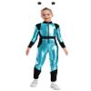 Hularka Kids Metallic Alien Jumpsuit with Antennas Festival Themed Party Outer Space Robot Full Bodysuit Sky Blue Black 10 Years view 1