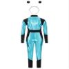 Hularka Kids Metallic Alien Jumpsuit with Antennas Festival Themed Party Outer Space Robot Full Bodysuit Sky Blue Black 10 Years view 3