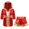 Raenseen Boys Girls Boxing Uniform Halloween Boxer Champion Cosplay Outfit Boxing Gown Muay Thai Shorts Red&Gold 16 Years view 1