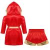 Raenseen Boys Girls Boxing Uniform Halloween Boxer Champion Cosplay Outfit Boxing Gown Muay Thai Shorts Red&Gold 16 Years view 2