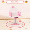 IdeaKey Wooden Kids Vanity Table and Chair Set with Light and Mirror, Princess Makeup Vanity Desk with Barber Chair and Rolling Cart, Pretend Hair Salon Play Set, Toddler Vanity Set for Girls, White view 3