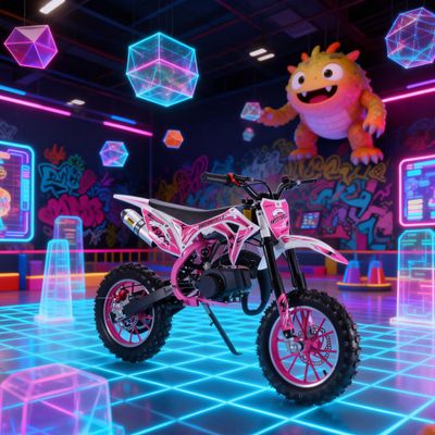 50cc Kids Dirt Bike Gas Powered, Dirt Bike for Kids 8-14 2-Stroke Off-Road Motocros Mini Motorcycle Birthday Halloween for Children Young Rider Boys Girls Beginners Ages 8-14 Pink
