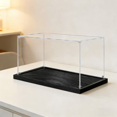 24 26 28 30 in Large Acrylic Display Case, Clear Stackable Figure Display Plastic Case, Assembled Showcase Cube Box for Hobby Collectibles(Black,60x60x60cm/24x24x24in)