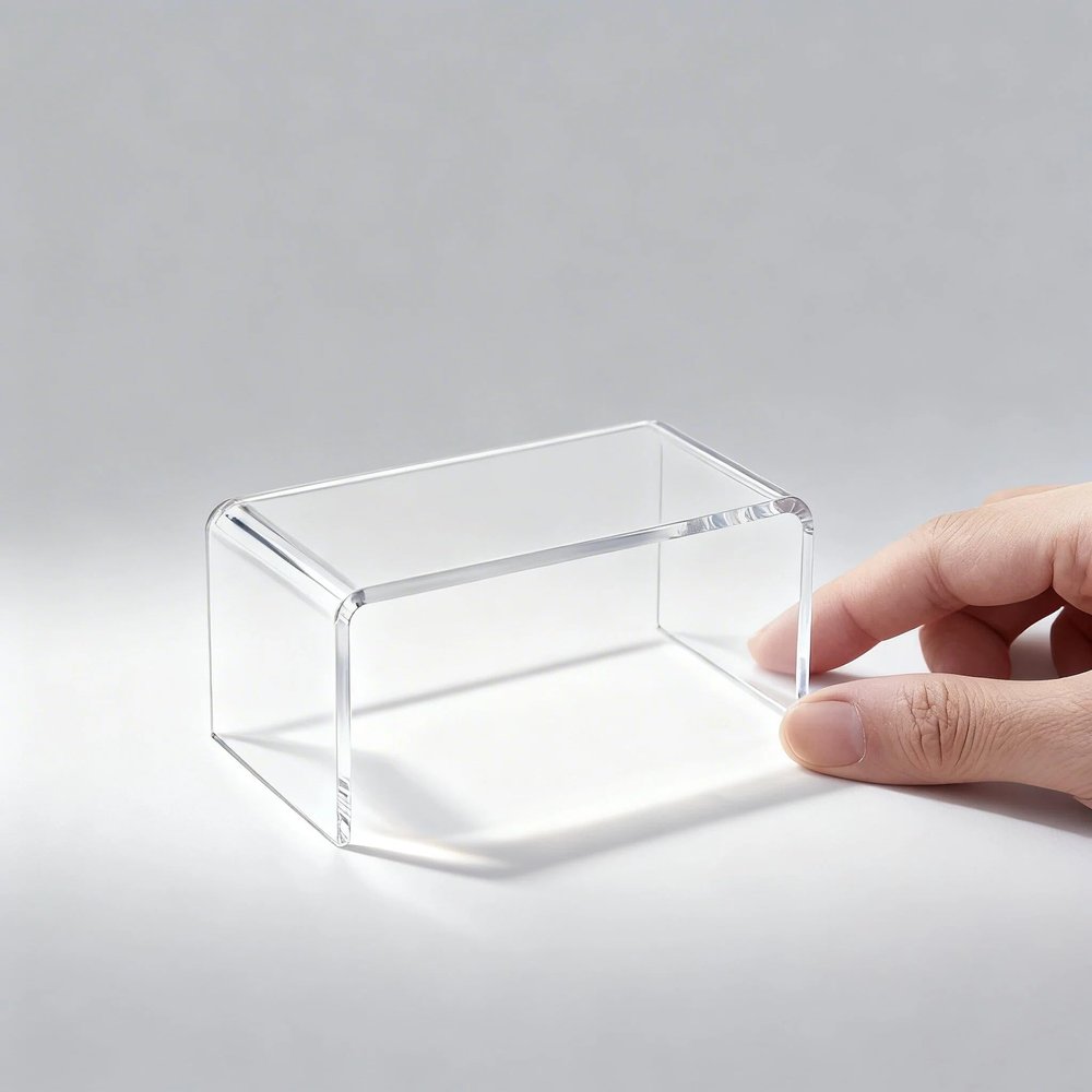 1:12 Miniature Acrylic Table - Modern Waterfall Rectangle Coffee Table for Dollhouse, Transparent Living Room Furniture & Display Stand for Miniatures (Clear)