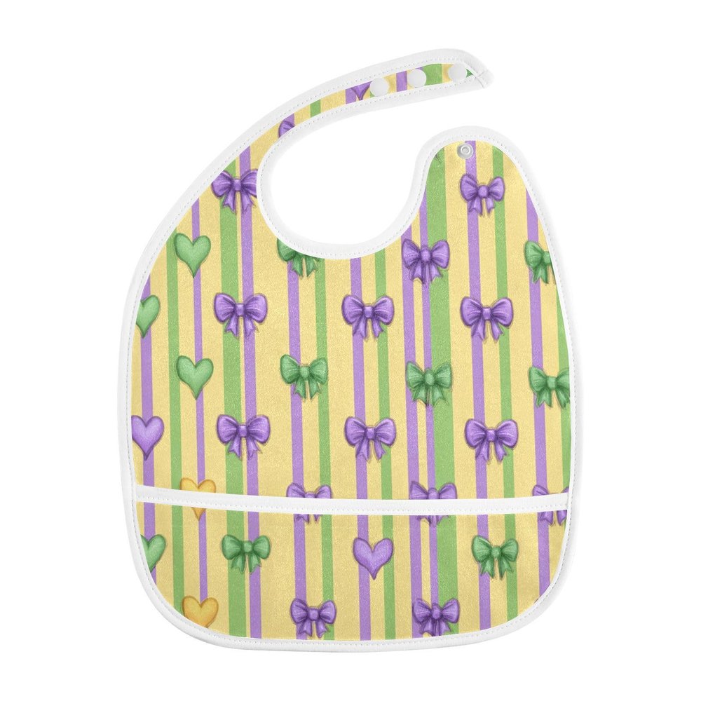 foixnub Baby Bibs for Boys Girls Purple Green Stripes Bows Newborn Drooling Bibs for Feeding Teething Soft Adjustable 5pack