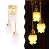 1/12 Scale Dollhouses Chandelier Three Head Ceiling Lamp LED Light with Gold Base Designs for Living Room Scene Display Collectible Dollhouses Accessories view 2
