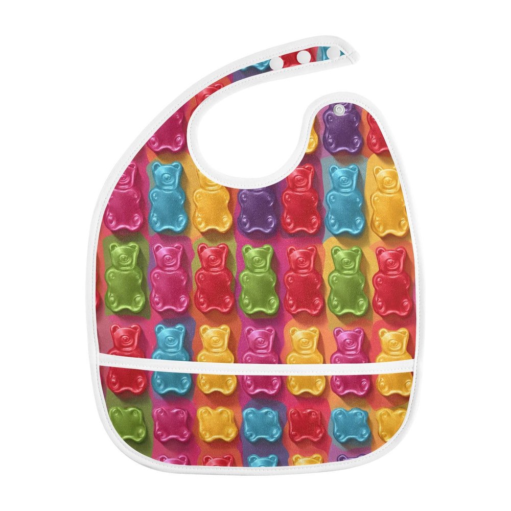 foixnub Baby Bibs for Boys Girls Colorful Gummy Bear Newborn Drooling Bibs for Feeding Teething Soft Adjustable 1pack