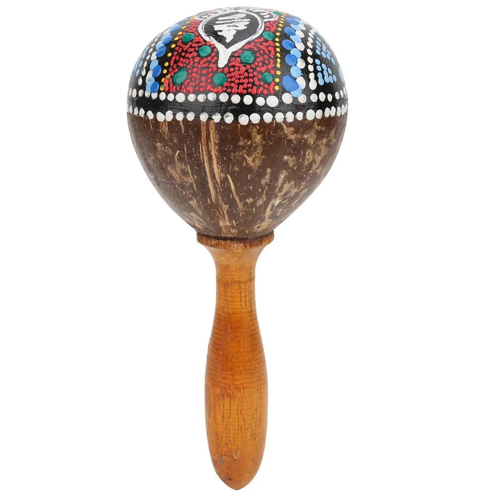Coconut Shell Sand Hammer, Handheld Musical Toy Instrument for Kids, Rustling Sound Shaker with Natural Shell Design, Ideal for Music Learning and Party Entertainment