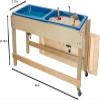 RRI Goods Sand and Water Activity Table with Double Divided Plastic Tub, Dual Drain Faucets, Locking Casters & Storage Lid Birch Plywood Indoor Sensory Play Table view 4