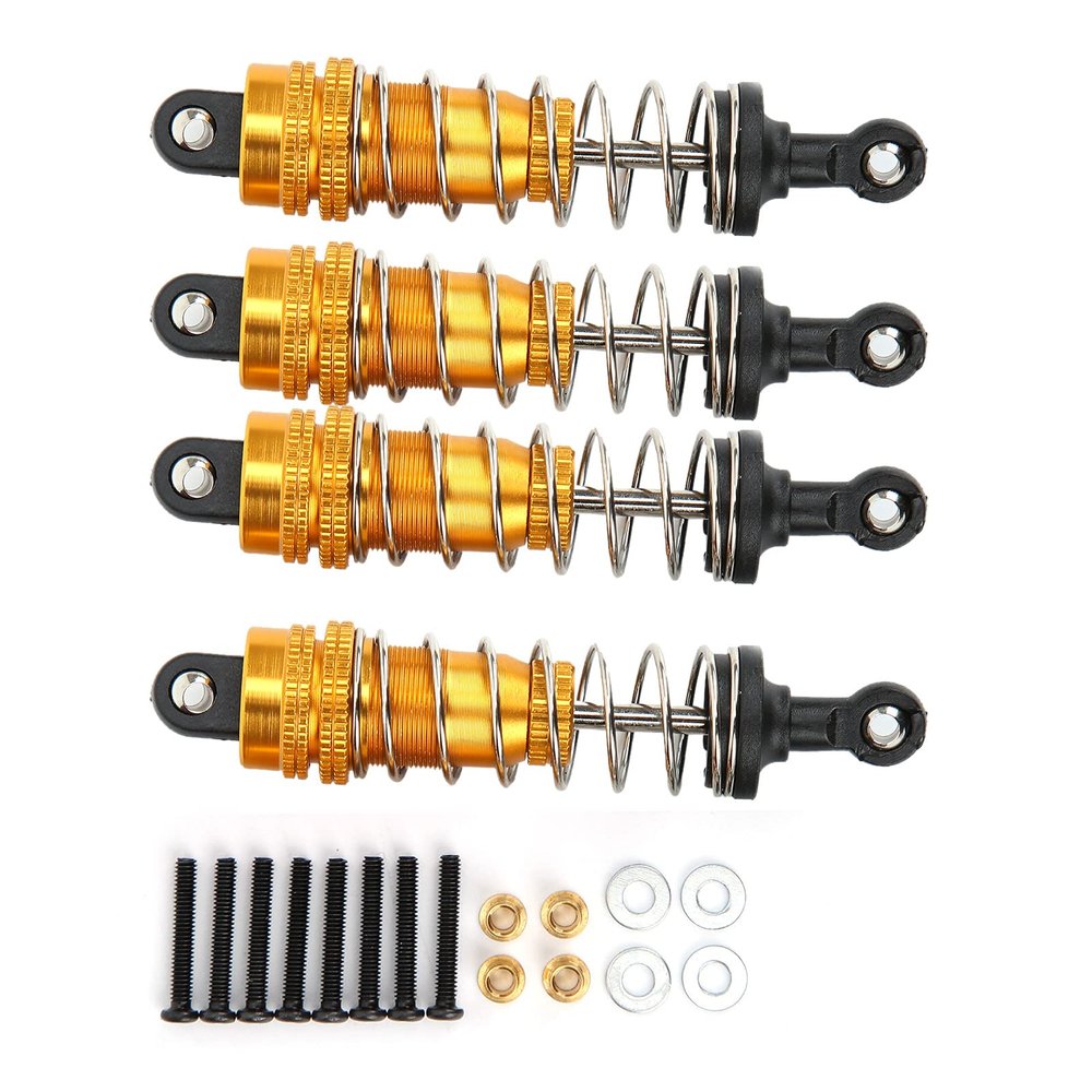 1/12 RC Shock Absorbers Upgrade Parts High Performance Aluminum Alloy Spring Damper for MN G500 RC Cars 80mm Shock Absorber Damper 4 Pcs (Gold)
