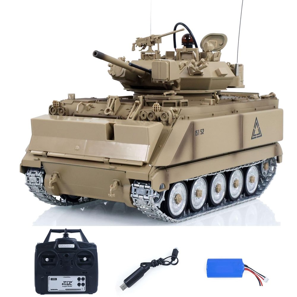 wheelfun 1/16 Tongde US in Stock, Remote Control Tank M2412-A M113A1 MRV Infrared Barrel Recoil Fire Flashing 320 Turret Rotation Metal Drive Gearbox Hobby Grade Model for Adult Hobby