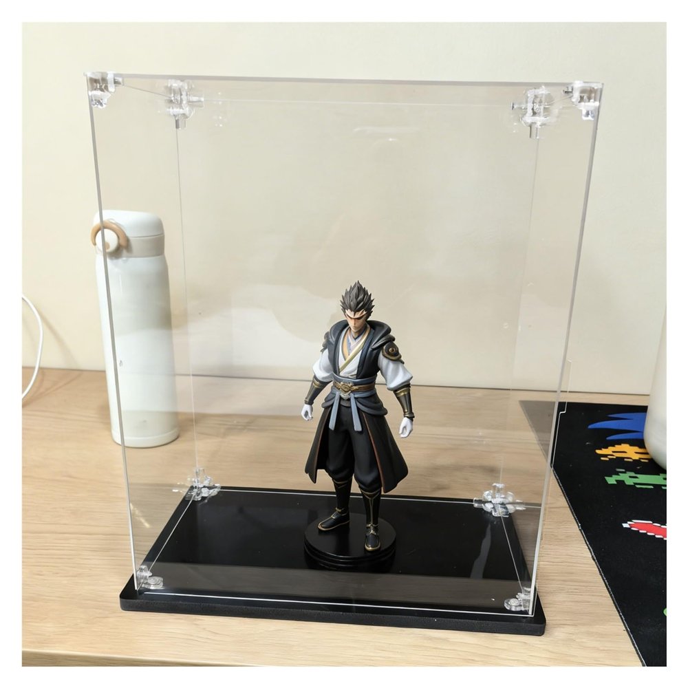 Acrylic Display Case for Action Figures, Openable Collectibles Protection Cover Stackable, Building Blocks & Small Statues Organizer Cube Tool-Free(13.8x5.9x13.8in/35x15x35cm)