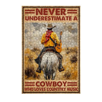 1000 Piece Cowboy Wooden Puzzles Never Underestimate A Cowboy Fun and Challenging Unique Relaxing Activity Unique and Perfectly Fitting Puzzle for Adults 29.5x19.7 Inch