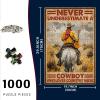 1000 Piece Cowboy Wooden Puzzles Never Underestimate A Cowboy Fun and Challenging Unique Relaxing Activity Unique and Perfectly Fitting Puzzle for Adults 29.5x19.7 Inch view 2