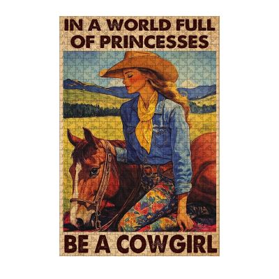 1000 Piece Cowgirl Wooden Puzzles Be A Cowgirl Can Improve Fine Motor Skills and Image Recognition Abilities and Promote Both Cooperative and Independent 29.5x19.7 Inch