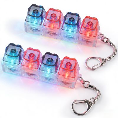 2 PCS Keyboard Fidget Toy for Adults, Keyboard Fidget Clicker with LED Light, Cat Shape Fidget Keychain 4-in-1 Button for Stress Relief & Anxiety Decompression (Black and Red)