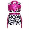 YiZYiF Kids Girl Cowgirl Outfit Western Themed Cosplay Fringe Tassel Crop Top and Shorts Set Hot Pink 6 Years view 1