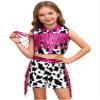 YiZYiF Kids Girl Cowgirl Outfit Western Themed Cosplay Fringe Tassel Crop Top and Shorts Set Hot Pink 6 Years view 3