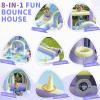 Ktaxon Inflatable Bounce House with Rainbow Arch, Outdoor Bouncy Castle W/Long Water Slide, 750W Blower, Pitching Game & Basketball Rim for Backyard Park, 192" Lx144 Wx88 H view 4